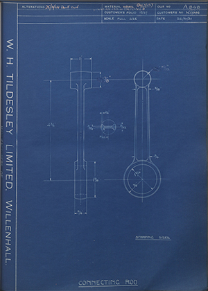 Enfield Cycle Co LTD W17382 / W31419 Connecting Rod WH Tildesley Forging Technical Drawing