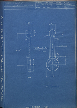 Enfield Cycle Co LTD W19227 Connecting Rod WH Tildesley Forging Technical Drawing