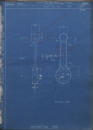 Enfield Cycle Co LTD W19227 / W27420 Connecting Rod WH Tildesley Forging Technical Drawing