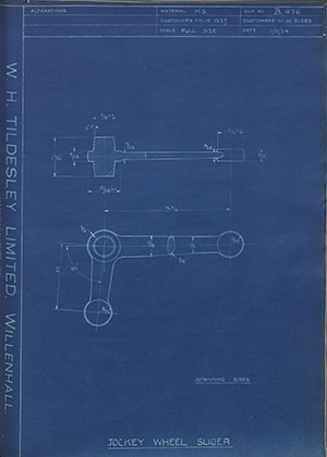 Enfield Cycle Co LTD W21582 Jockey Wheel Slider WH Tildesley Forging Technical Drawing