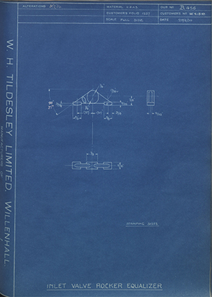 Enfield Cycle Co LTD W21853 Inlet Valve Rocker Equalizer WH Tildesley Forging Technical Drawing