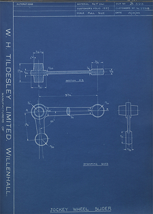 Enfield Cycle Co LTD W22318 Jockey Wheel Slider WH Tildesley Forging Technical Drawing