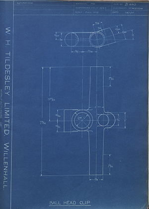 Enfield Cycle Co LTD W23236 Ball Head Clip WH Tildesley Forging Technical Drawing