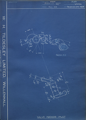 Enfield Cycle Co LTD W23486 Valve Rocker - Inlet WH Tildesley Forging Technical Drawing