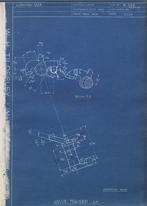 Enfield Cycle Co LTD W23486 / W91658 Valve Rocker - LH WH Tildesley Forging Technical Drawing