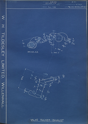 Enfield Cycle Co LTD W23487 Valve Rocker - Exhaust WH Tildesley Forging Technical Drawing