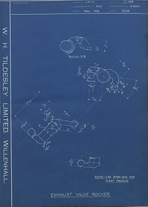 Enfield Cycle Co LTD W25510 Exhaust Valve Rocker WH Tildesley Forging Technical Drawing