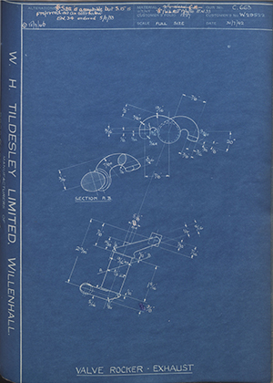 Enfield Cycle Co LTD W29522 Valve Rocker - Exhaust WH Tildesley Forging Technical Drawing