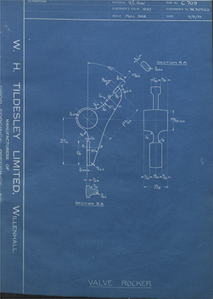 Enfield Cycle Co LTD W30362 Valve Rocker WH Tildesley Forging Technical Drawing