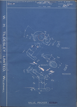 Enfield Cycle Co LTD W32353 / W39158 Valve Rocker WH Tildesley Forging Technical Drawing