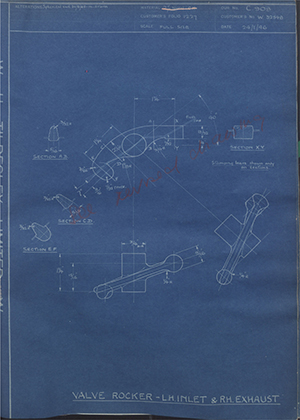 Enfield Cycle Co LTD W32548 Valve Rocker - LH Inlet & RH Exhaust WH Tildesley Forging Technical Drawing