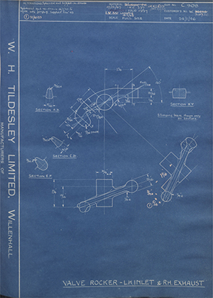 Enfield Cycle Co LTD W32548 / W39736 Valve Rocker LH Inlet & RH Exhaust WH Tildesley Forging Technical Drawing