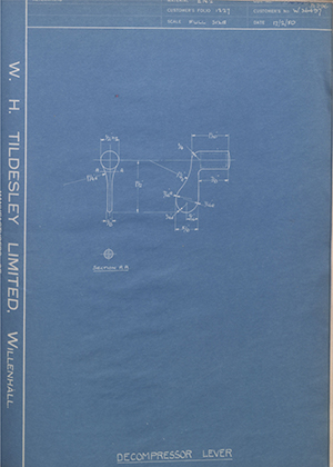 Enfield Cycle Co LTD W36497 Decompressor Lever WH Tildesley Forging Technical Drawing