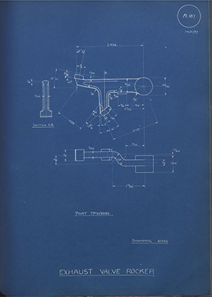 Enfield Cycle Co LTD W8889 Exhaust Valve Rocker WH Tildesley Forging Technical Drawing