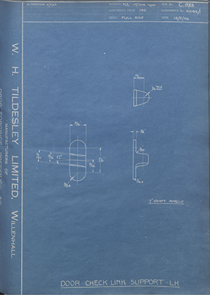 Ewarts Limited 4542/1 Door Check Link Support - LH WH Tildesley Forging Technical Drawing