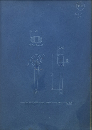 Eyebolt For Name Plate - Small - No89 WH Tildesley Forging Technical Drawing