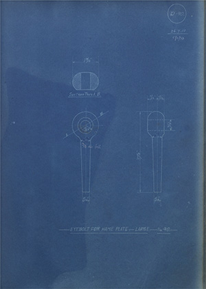 Eyebolt For Name Plate - Small - No90 WH Tildesley Forging Technical Drawing