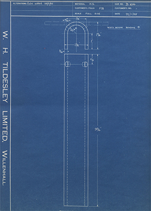 F Parramore & Sons (1924) LTD  Channel WH Tildesley Forging Technical Drawing