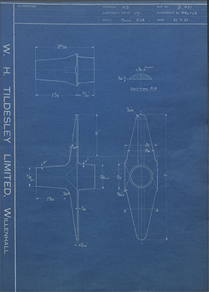 F.A Fitton & Son (1931) LTD 9RL-L3  WH Tildesley Forging Technical Drawing