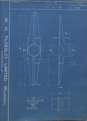 F.A Fitton & Son (1931) LTD TYPE RF/RIV  WH Tildesley Forging Technical Drawing