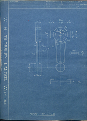 F.B Thomas 200/16&17 Connecting Rod WH Tildesley Forging Technical Drawing