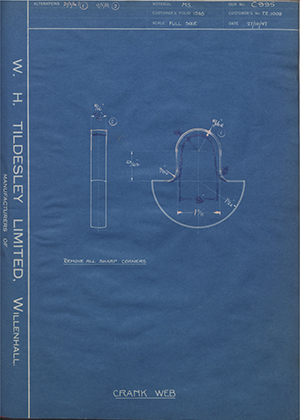 F.B Thomas TE1008 Crank Web WH Tildesley Forging Technical Drawing