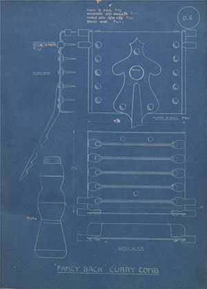 Fancy Back Curry Comb WH Tildesley Forging Technical Drawing