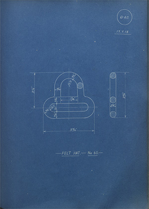 Felt Hat - No65 WH Tildesley Forging Technical Drawing