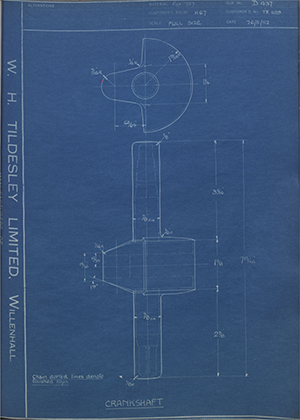 Ferrier Marine LTD TE1109 Crankshaft WH Tildesley Forging Technical Drawing