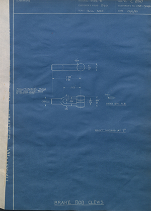 Ford Motor Co - Henry Ford Sons - Fordson 19E-2484 Brake Rod Clevis WH Tildesley Forging Technical Drawing