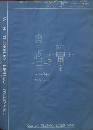 Ford Motor Co - Henry Ford Sons - Fordson 48-7552 Clutch Release Lever Yoke WH Tildesley Forging Technical Drawing