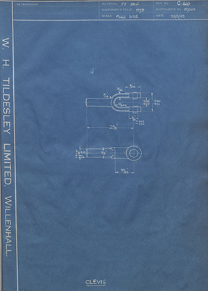 Ford Motor Co - Henry Ford Sons - Fordson 97003 Clevis WH Tildesley Forging Technical Drawing