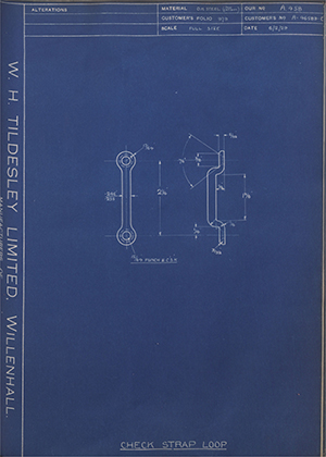 Ford Motor Co - Henry Ford Sons - Fordson A-46589-C Check Strap Loop WH Tildesley Forging Technical Drawing