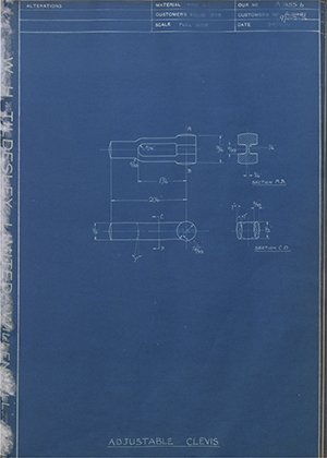 Ford Motor Co - Henry Ford Sons - Fordson A2641 / 97012-S Adjustable Clevis WH Tildesley Forging Technical Drawing