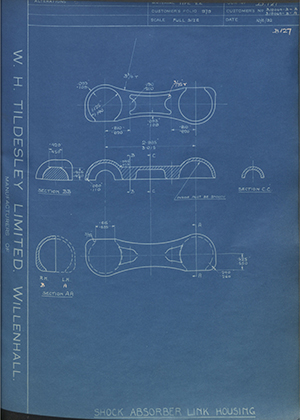 Ford Motor Co - Henry Ford Sons - Fordson B18064-B-B / B18065-B-A Shock Absorber Link Housing WH Tildesley Forging Technical Drawing