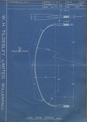 Ford Motor Co - Henry Ford Sons - Fordson F-1926 / F1448 Fuel Tank Strap (Bent) WH Tildesley Forging Technical Drawing