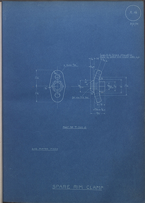 Ford Motor Co - Henry Ford Sons - Fordson T-7312-D Spare Rim Clamp WH Tildesley Forging Technical Drawing