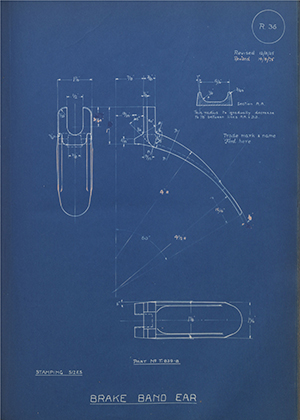 Ford Motor Co - Henry Ford Sons - Fordson T-839-B Brake Band Ear WH Tildesley Forging Technical Drawing