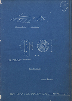 Ford Motor Co - Henry Ford Sons - Fordson TT-175 Hub Brake Expander Adjustment Collar WH Tildesley Forging Technical Drawing