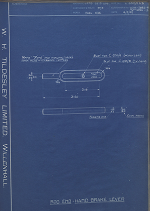 Ford Motor Co - Henry Ford Sons - Fordson WOAI-2856 / 7V-2856 Rod End - Hand Brake Lever WH Tildesley Forging Technical Drawing