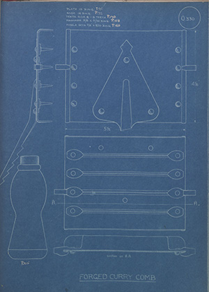 Forged Curry Comb WH Tildesley Forging Technical Drawing