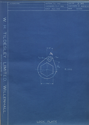 G & J Weir LTD 2112Z12 Lock Plate WH Tildesley Forging Technical Drawing