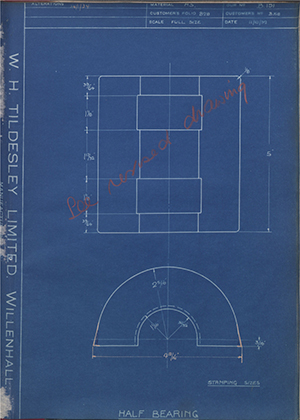 G & J Weir LTD B158 Half Bearing WH Tildesley Forging Technical Drawing