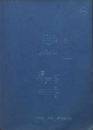 G.R Smithson & Sons Hinge Pin Stamping WH Tildesley Forging Technical Drawing