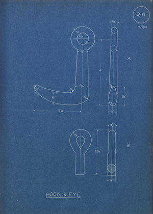 George Robson & Sons Hook & Eye WH Tildesley Forging Technical Drawing