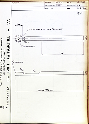 George Wright & Sons 104  WH Tildesley Forging Technical Drawing