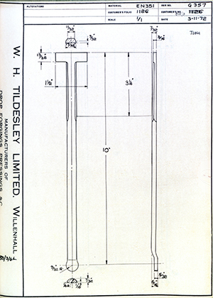 George Wright & Sons 1126 / ECE/S  WH Tildesley Forging Technical Drawing