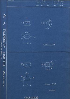 George Wright & Sons 4 Catch Blocks WH Tildesley Forging Technical Drawing