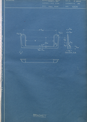 George Wright & Sons 94 Bracket WH Tildesley Forging Technical Drawing