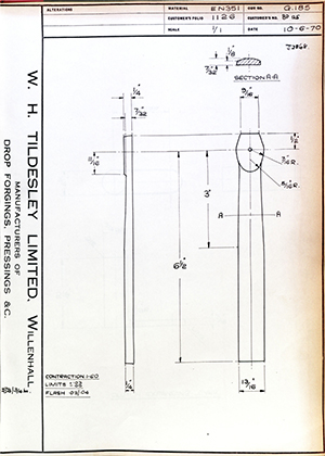 George Wright & Sons BP125  WH Tildesley Forging Technical Drawing